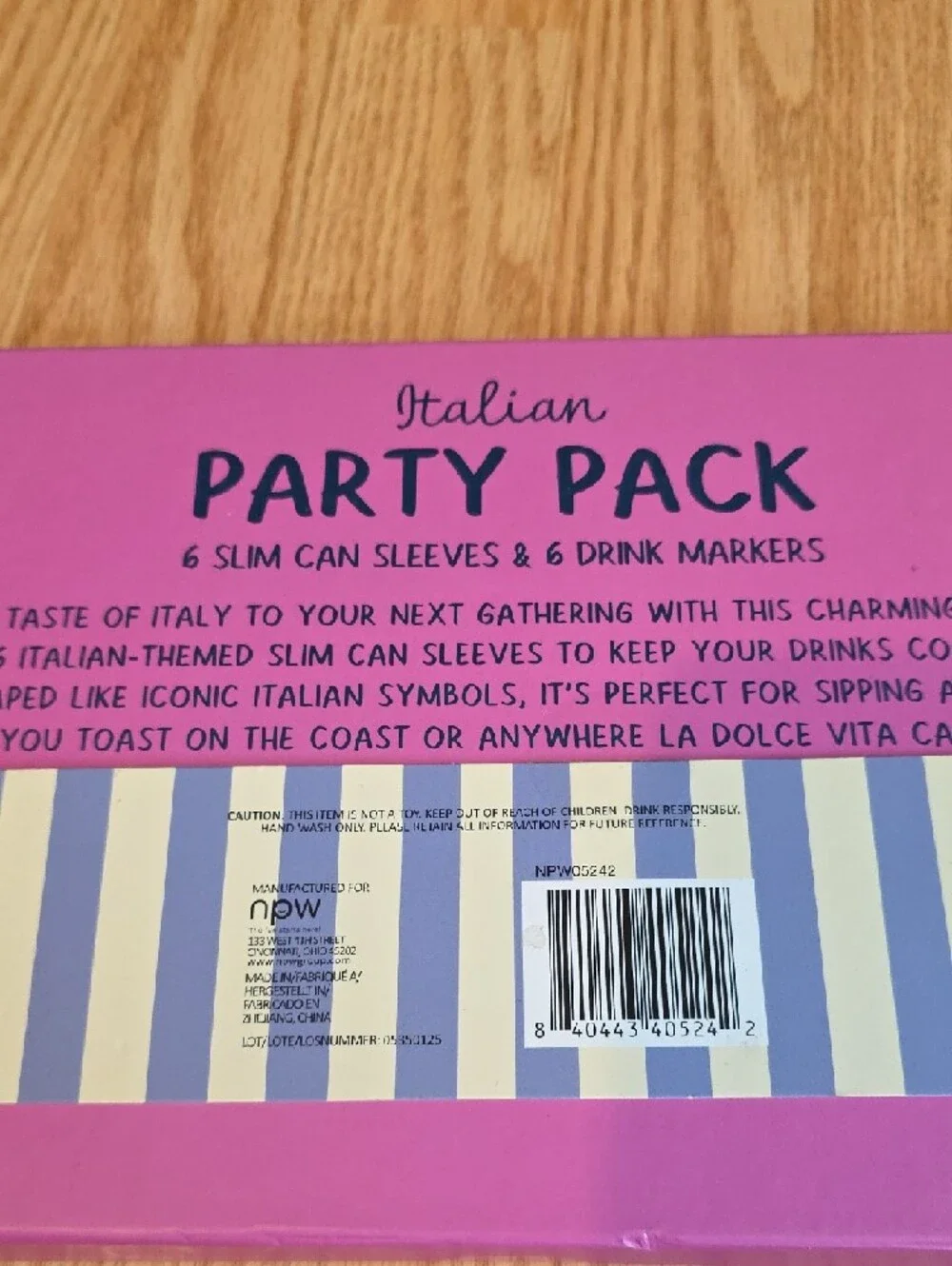 Italian Party Pack Slim Can Sleeves & Drink Markers - 2 Sets